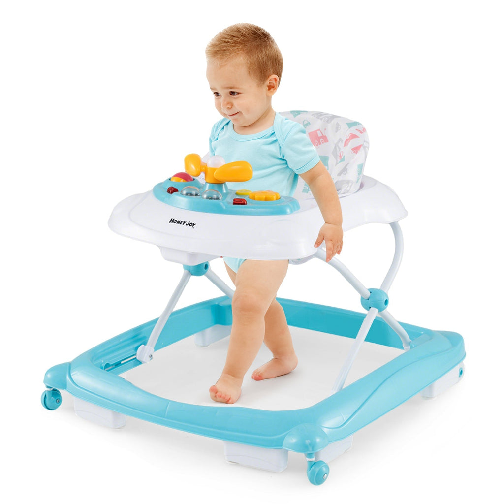 Foldable Baby Walker with 3 Adjustable Heights and Padded Seat
