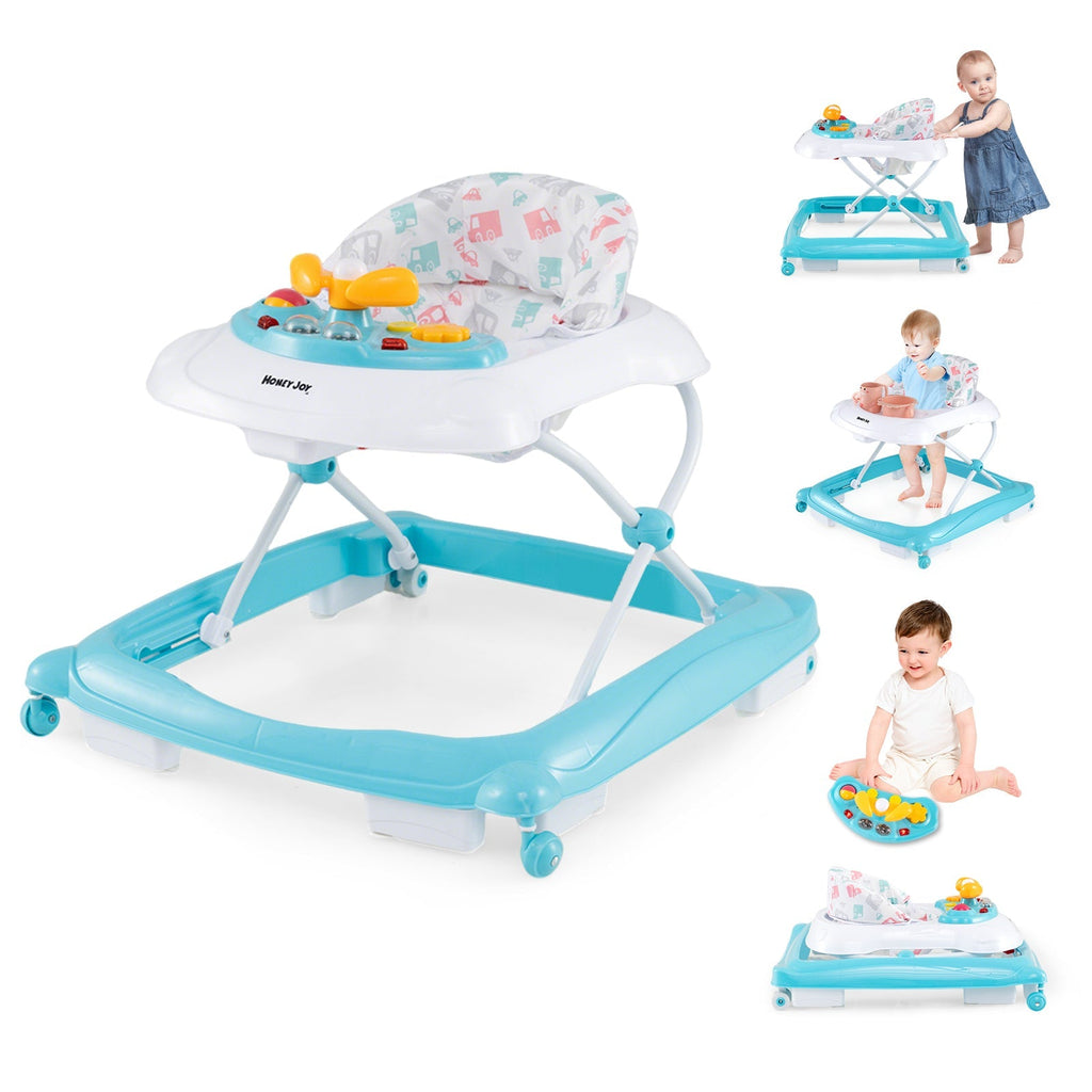 Foldable Baby Walker with 3 Adjustable Heights and Padded Seat