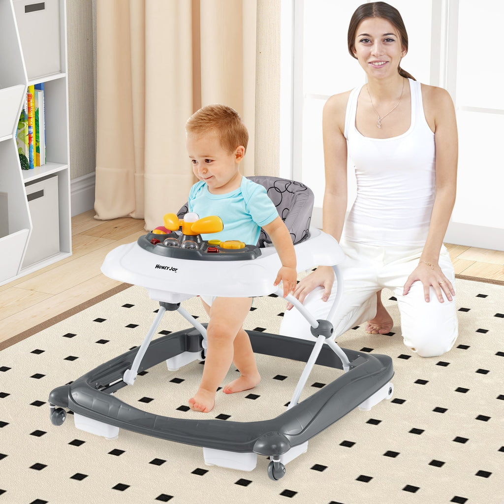 Foldable Baby Walker with 3 Adjustable Heights and Padded Seat