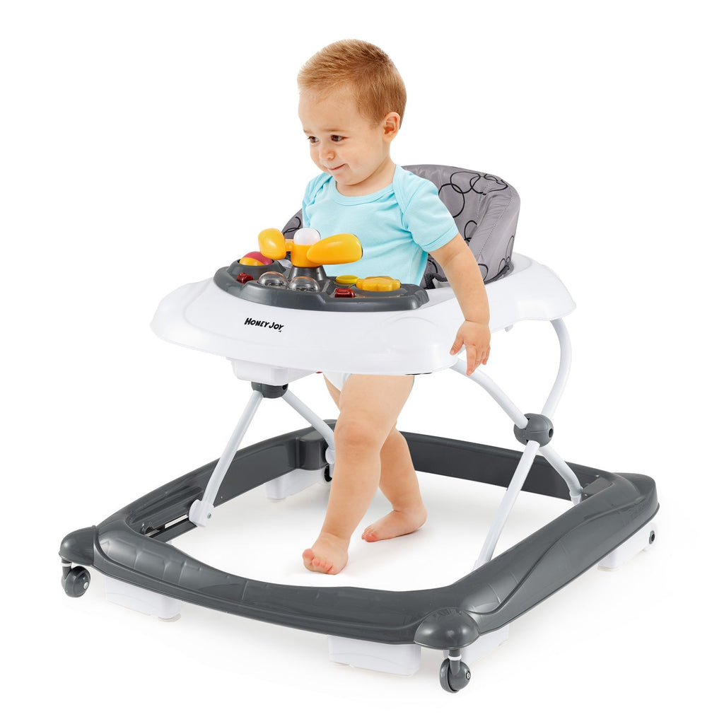 Foldable Baby Walker with 3 Adjustable Heights and Padded Seat
