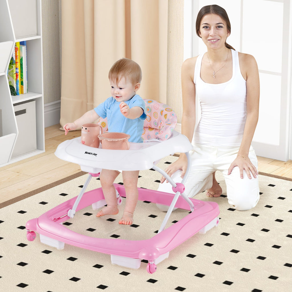 Foldable Baby Walker with 3 Adjustable Heights and Padded Seat