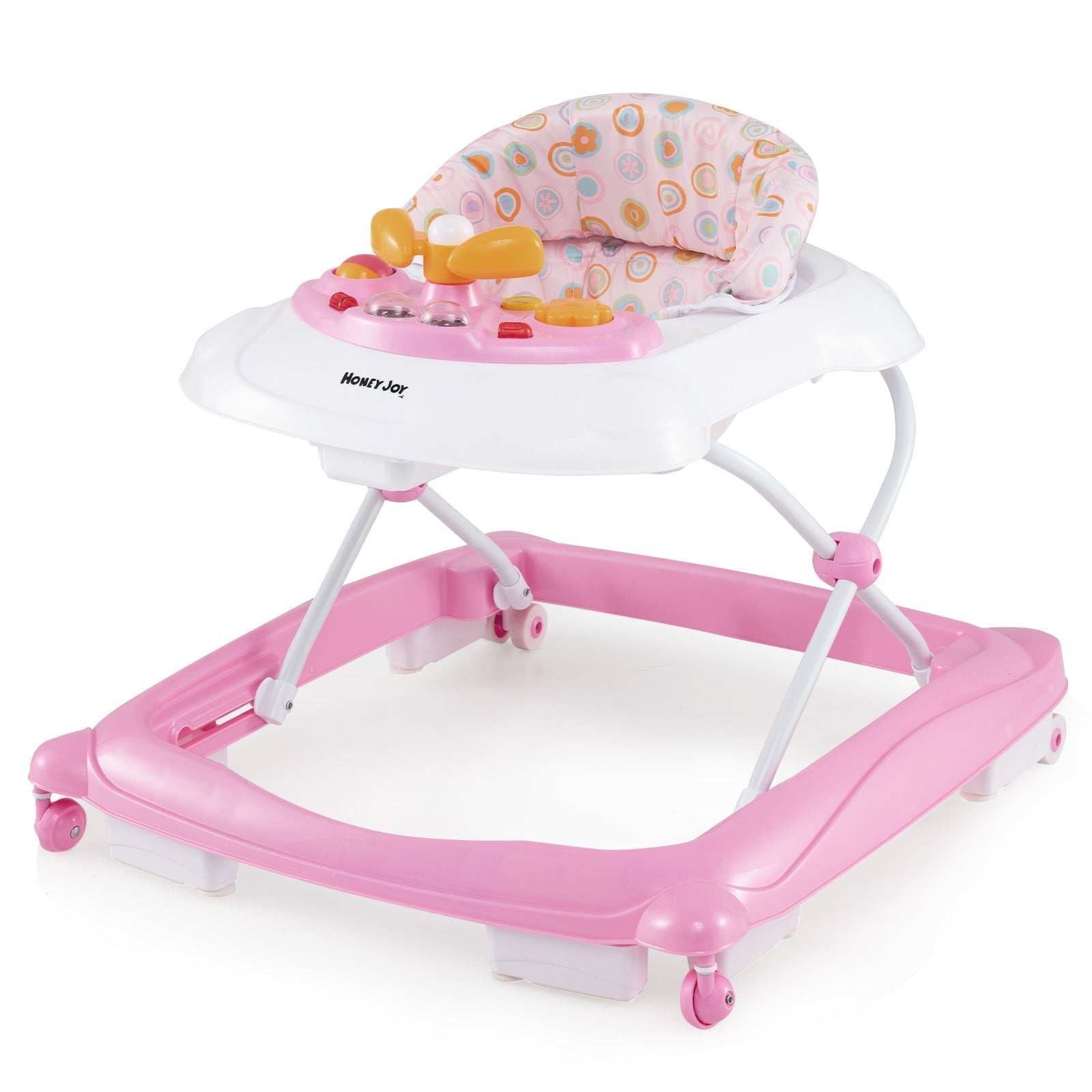 Foldable Baby Walker with 3 Adjustable Heights and Padded Seat