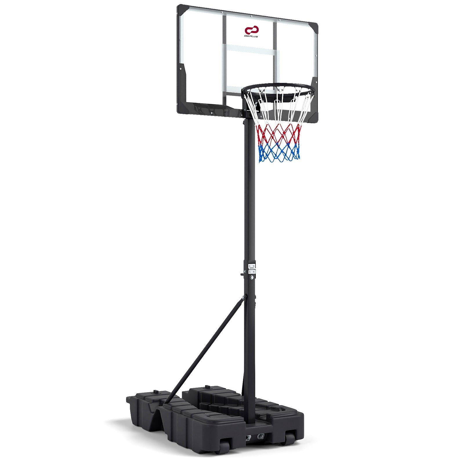 Foldable Basketball Hoop 7.54-10 ft Stepless Adjustable with PC Backboard