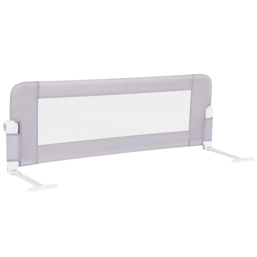 Foldable Bed Rail with Swing Down Design - Light Gray