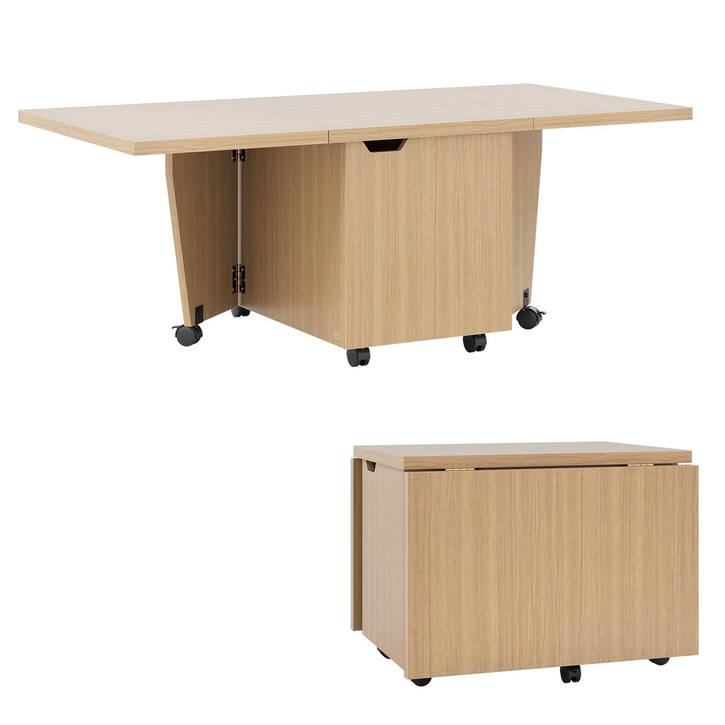 Foldable Coffee Table with Storage Cabinet Extendable Center Table