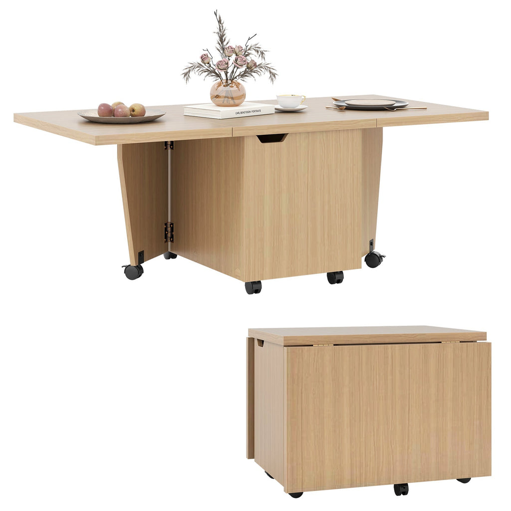 Foldable Coffee Table with Storage Cabinet Extendable Center Table