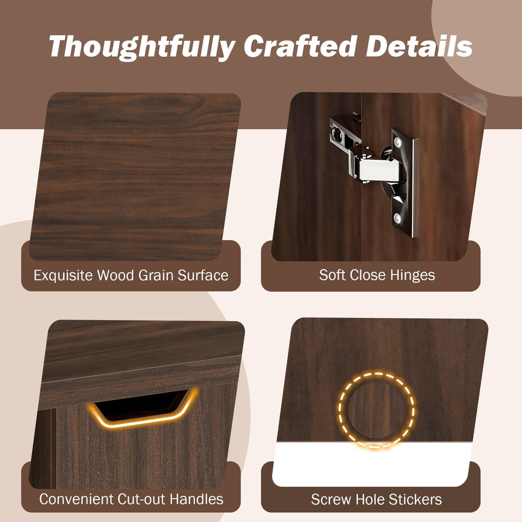 Foldable Coffee Table with Storage Cabinet Extendable Center Table