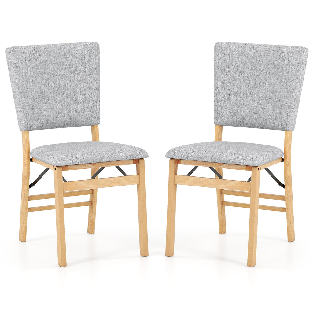 Foldable Dining Chair Set of 2 Armless Kitchen Chair with Padded Seat and Tilt Backrest