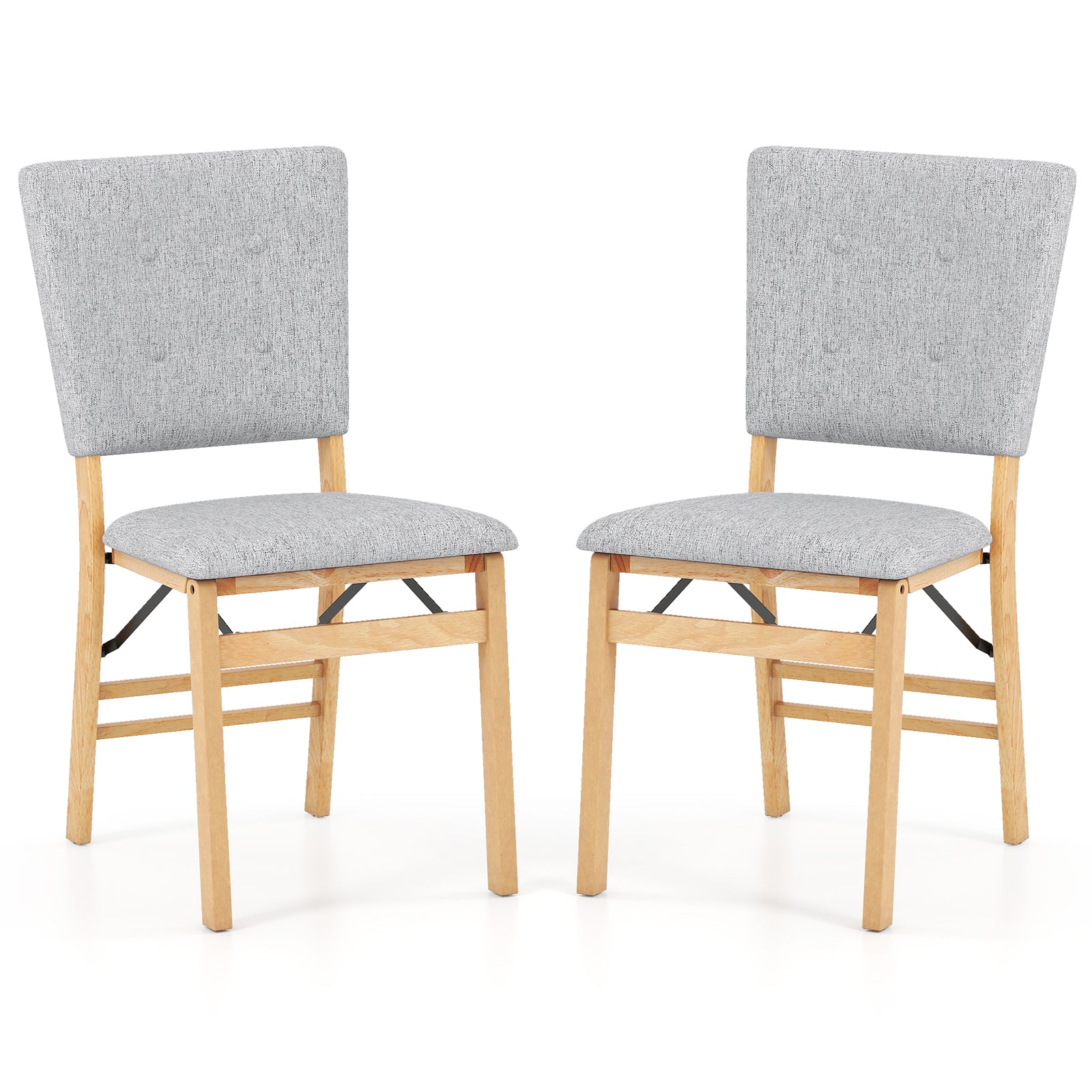 Foldable Dining Chair Set of 2 Armless Kitchen Chair with Padded Seat and Tilt Backrest