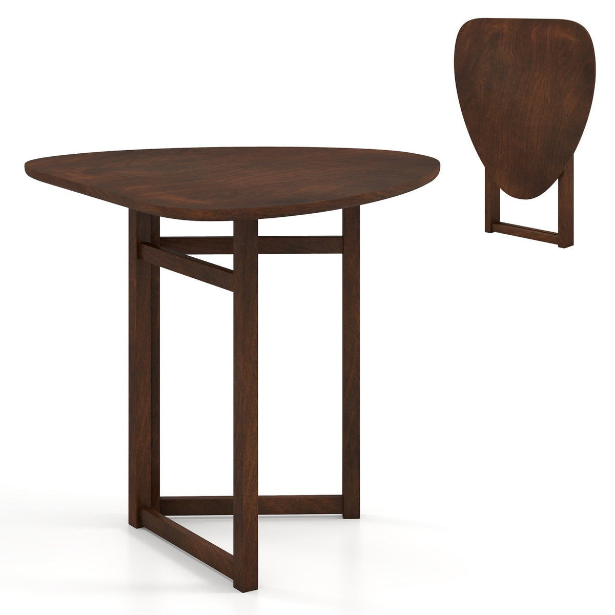 Foldable Dining Table 31.5" Triangular Small Kitchen Table for 2-Walnut