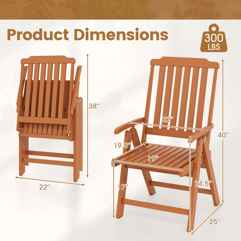 Foldable Patio Chair All-Weather HDPE Outdoor Dining Chair with Armrest