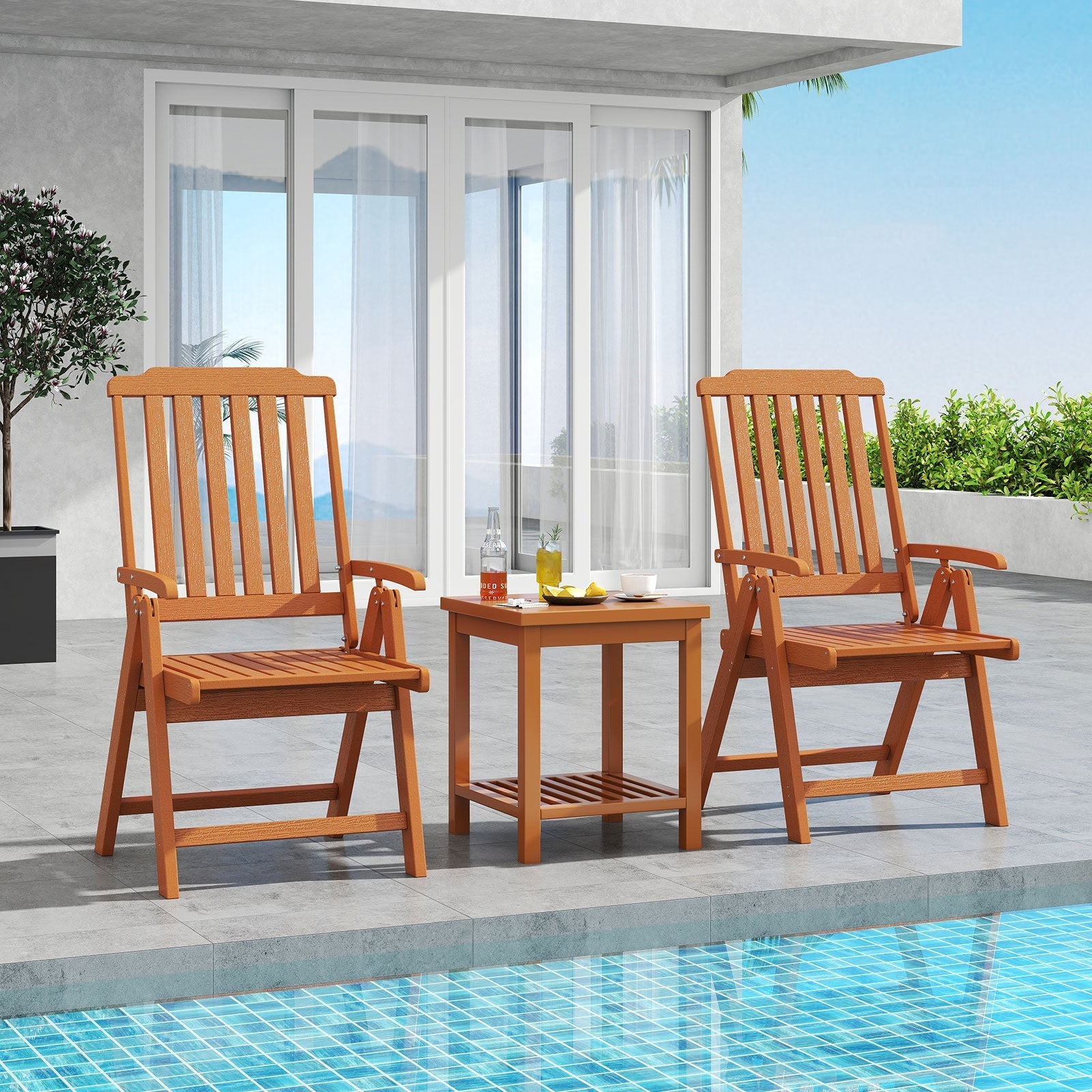 Foldable Patio Chair All-Weather HDPE Outdoor Dining Chair with Armrest