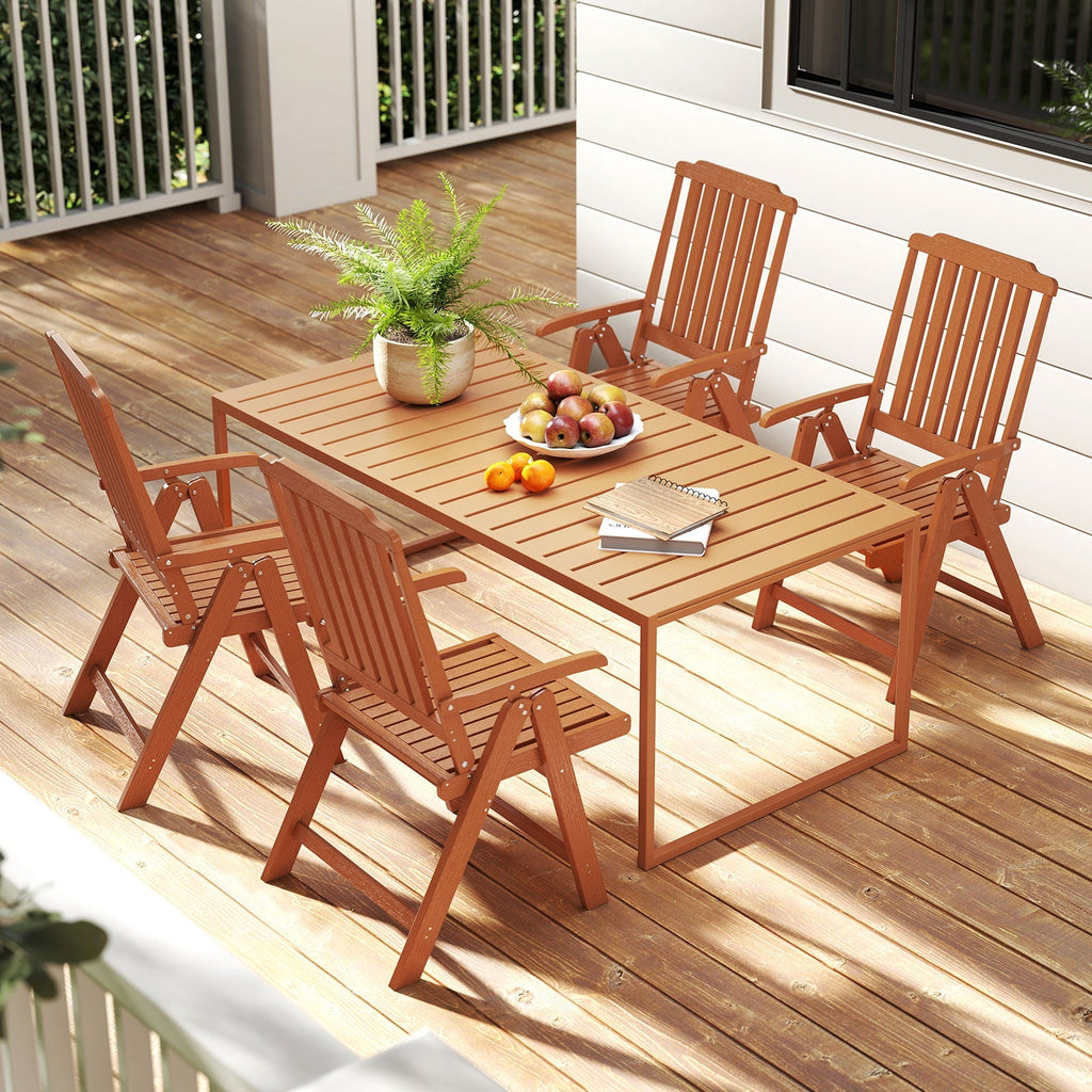 Foldable Patio Chair All-Weather HDPE Outdoor Dining Chair with Armrest