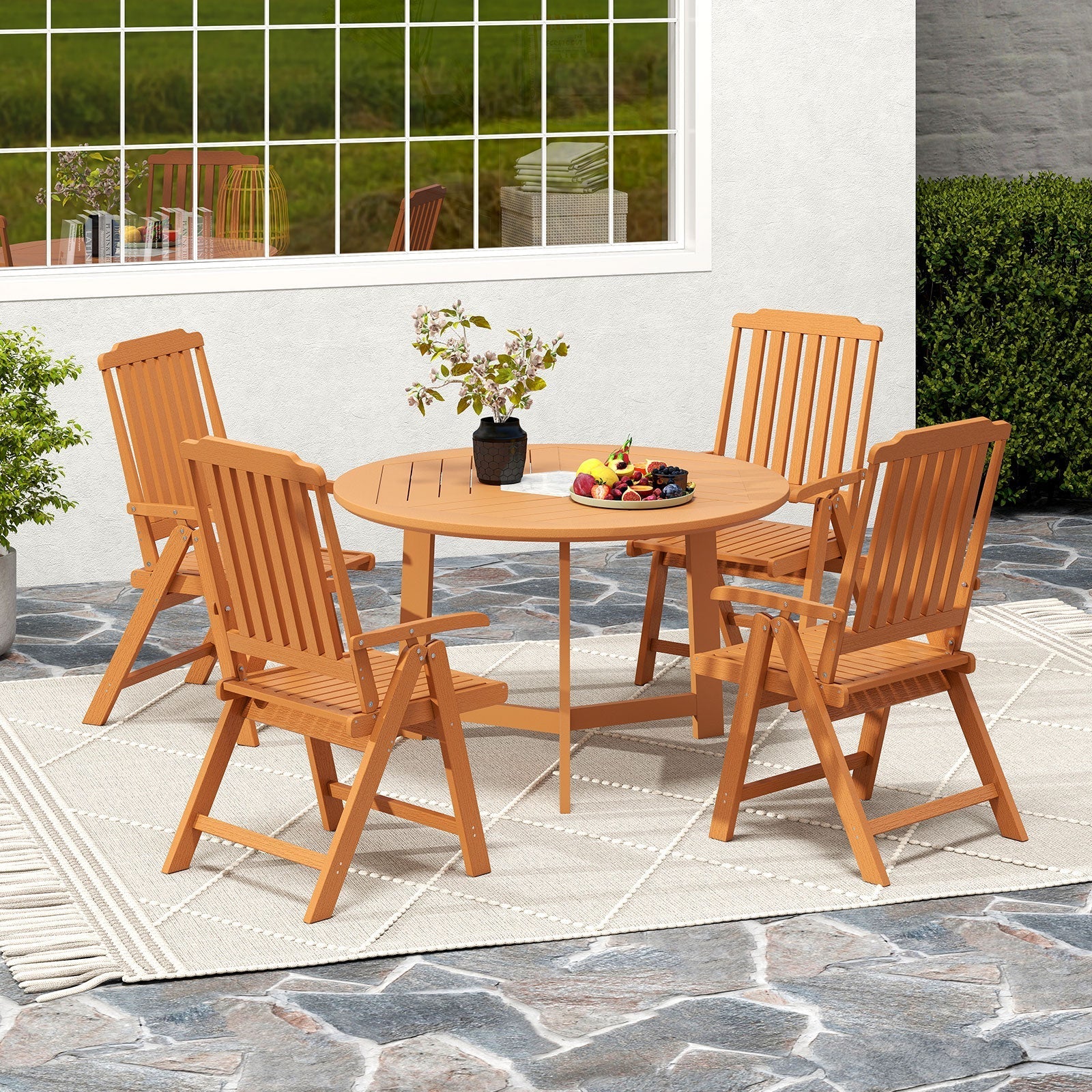 Foldable Patio Chair All-Weather HDPE Outdoor Dining Chair with Armrest