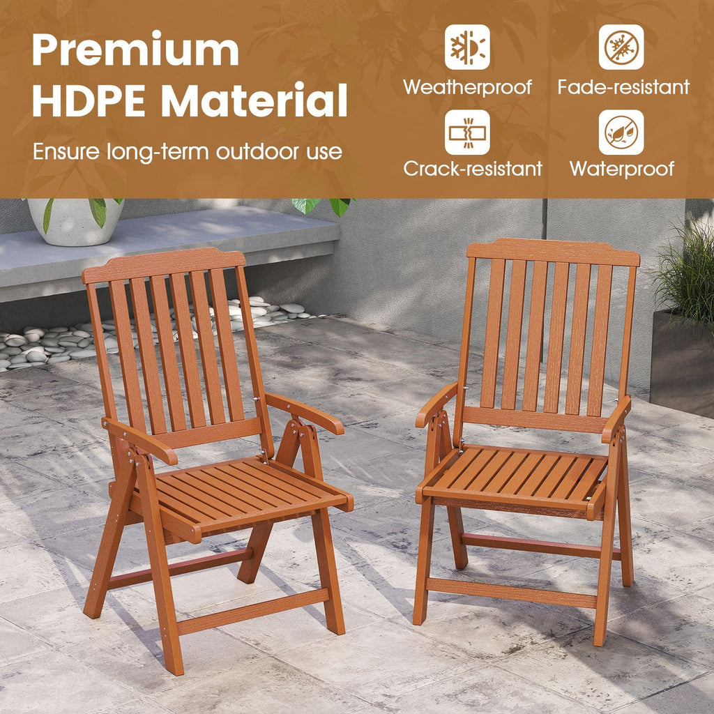 Foldable Patio Chair All-Weather HDPE Outdoor Dining Chair with Armrest