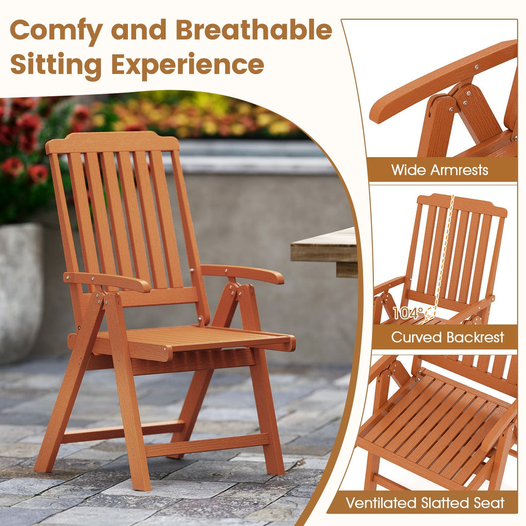 Foldable Patio Chair All-Weather HDPE Outdoor Dining Chair with Armrest