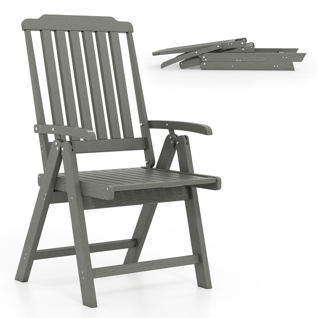 Foldable Patio Chair All-Weather HDPE Outdoor Dining Chair with Armrest