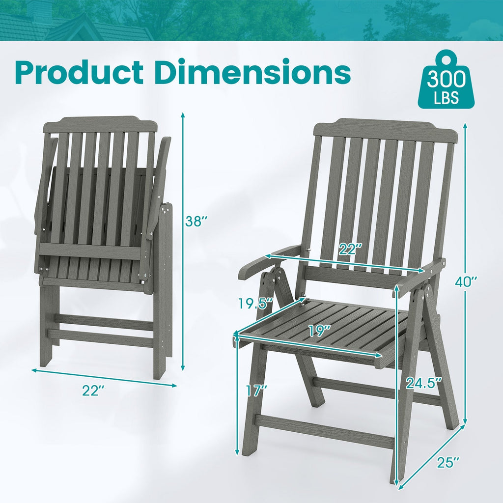 Foldable Patio Chair All-Weather HDPE Outdoor Dining Chair with Armrest