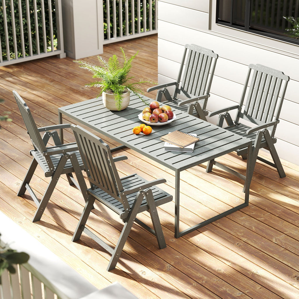 Foldable Patio Chair All-Weather HDPE Outdoor Dining Chair with Armrest
