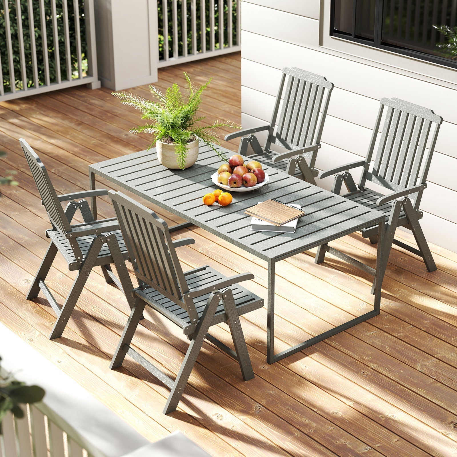 Foldable Patio Chair All-Weather HDPE Outdoor Dining Chair with Armrest