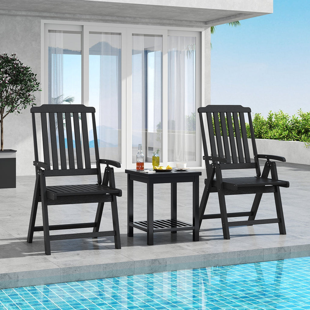 Foldable Patio Chair All-Weather HDPE Outdoor Dining Chair with Armrest