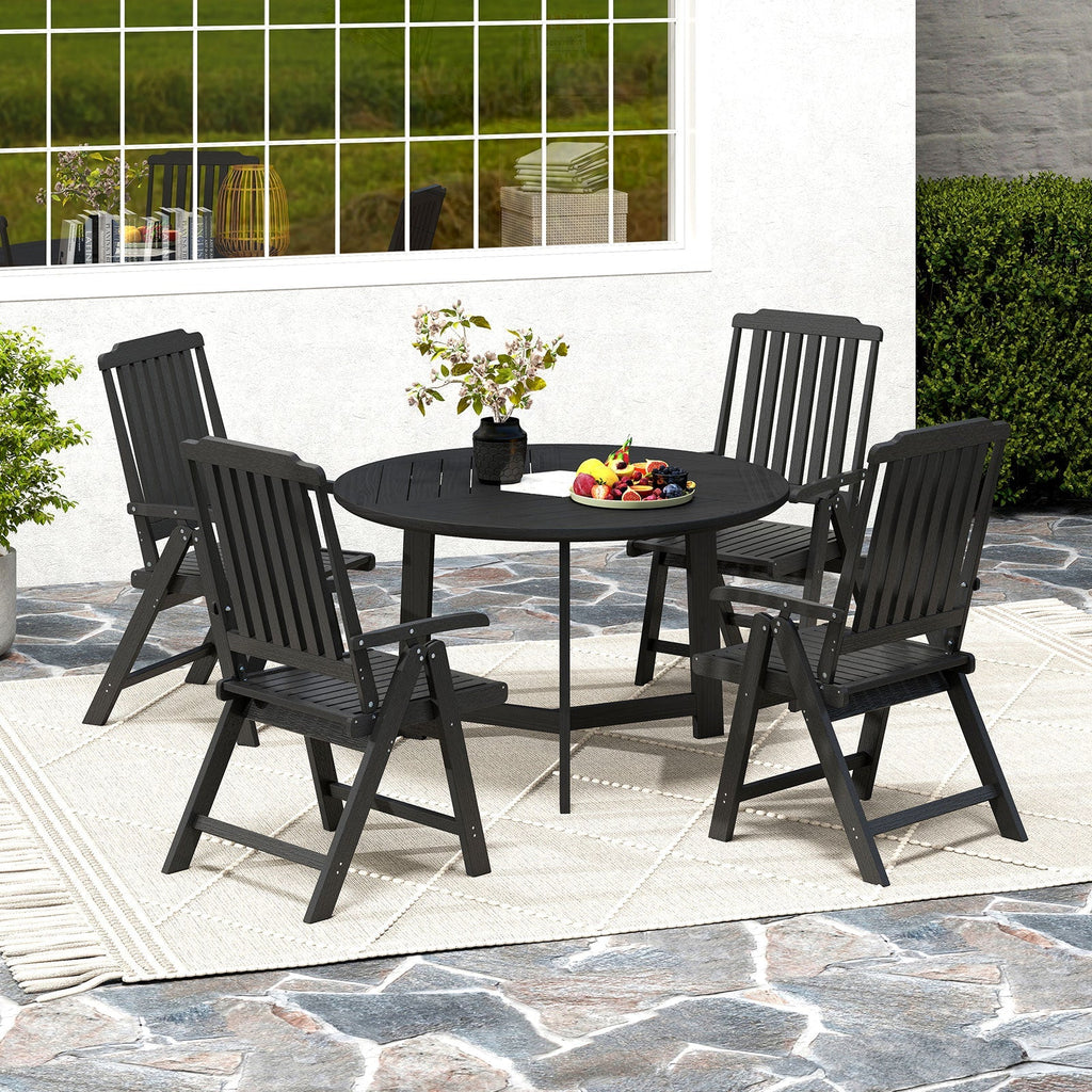 Foldable Patio Chair All-Weather HDPE Outdoor Dining Chair with Armrest