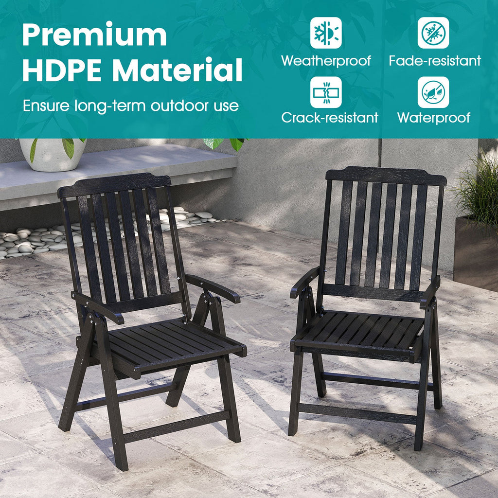 Foldable Patio Chair All-Weather HDPE Outdoor Dining Chair with Armrest