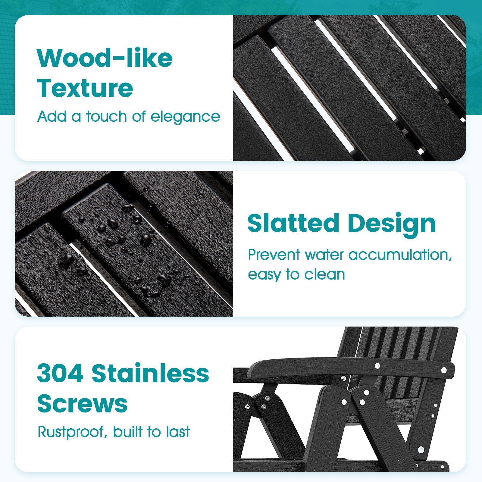 Foldable Patio Chair All-Weather HDPE Outdoor Dining Chair with Armrest