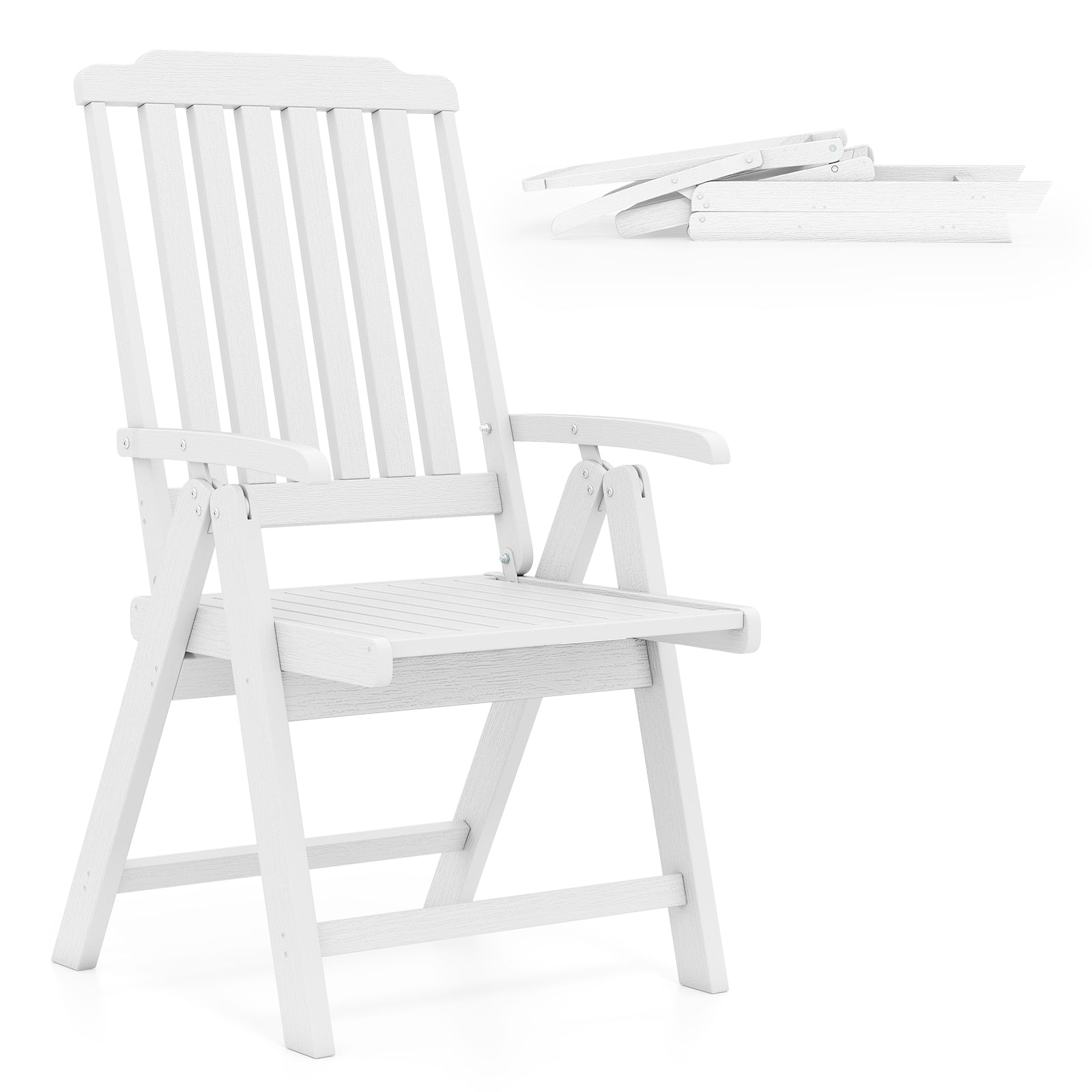 Foldable Patio Chair All-Weather HDPE Outdoor Dining Chair with Armrest