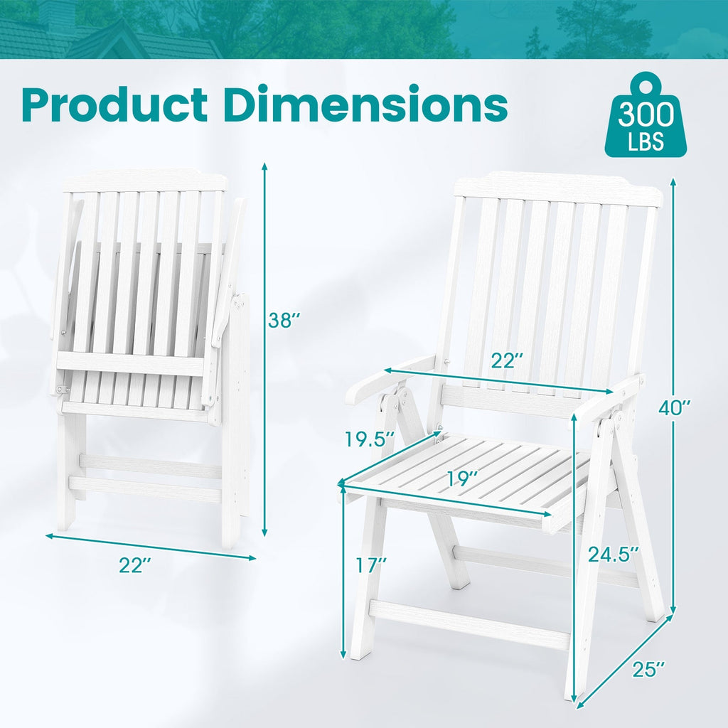 Foldable Patio Chair All-Weather HDPE Outdoor Dining Chair with Armrest