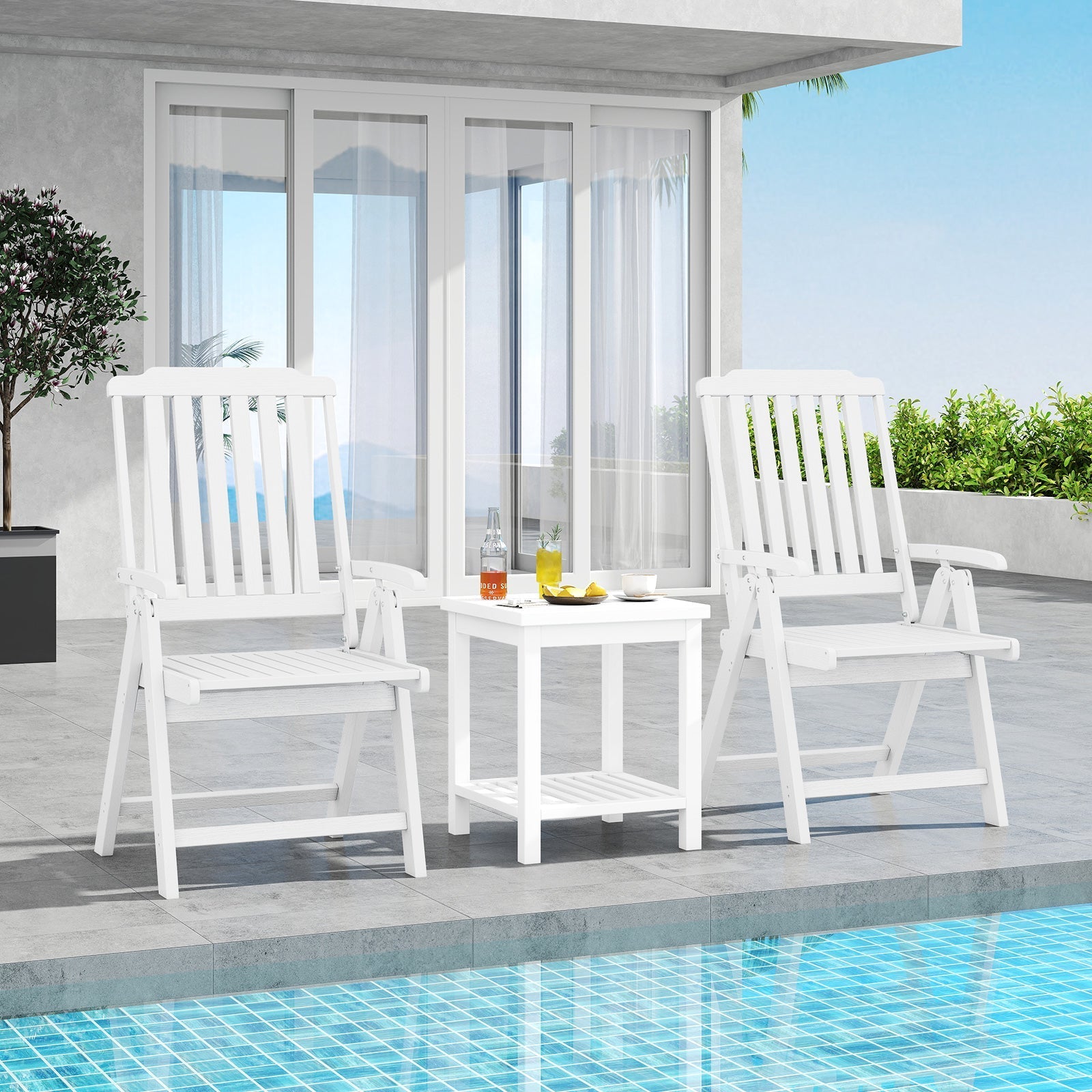 Foldable Patio Chair All-Weather HDPE Outdoor Dining Chair with Armrest