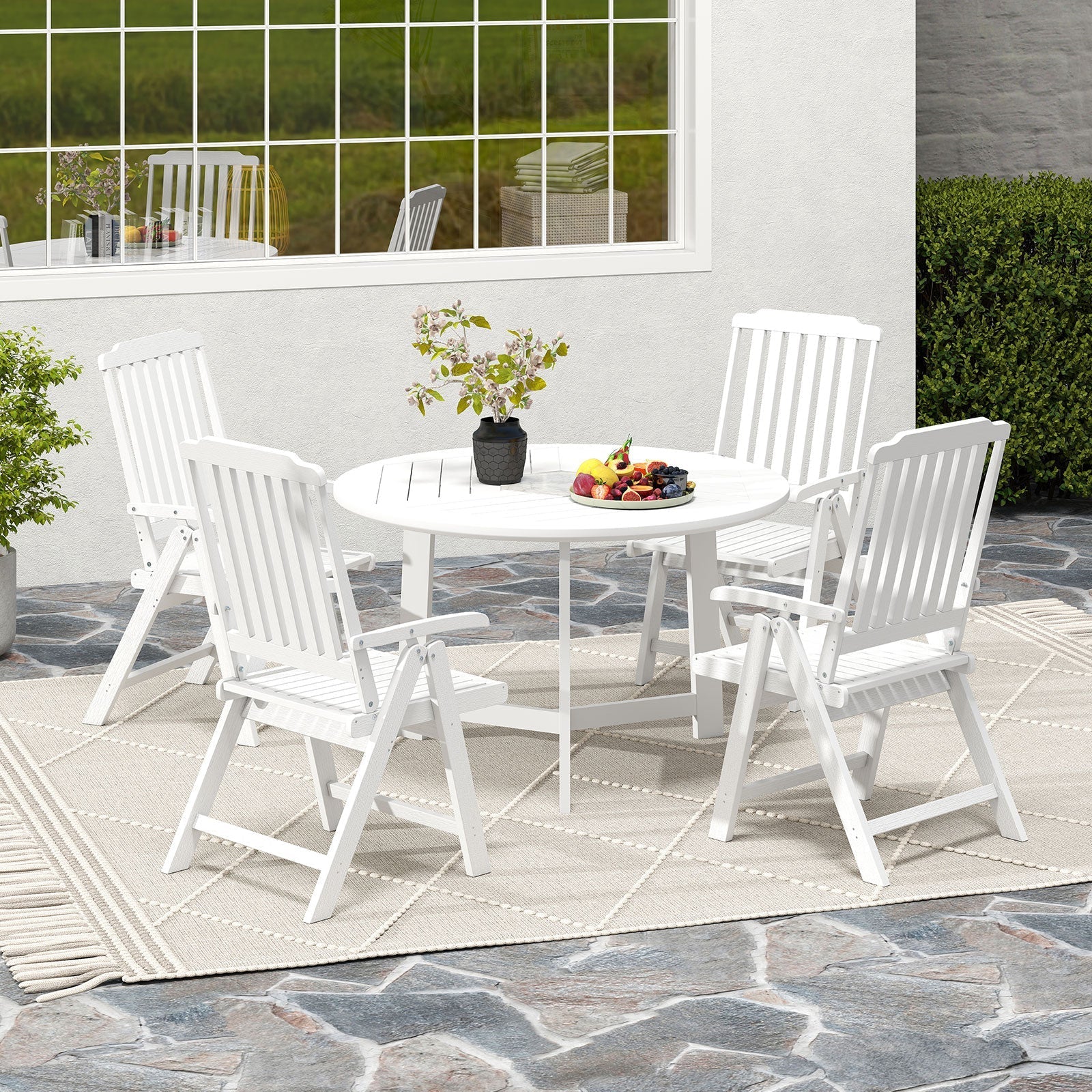 Foldable Patio Chair All-Weather HDPE Outdoor Dining Chair with Armrest
