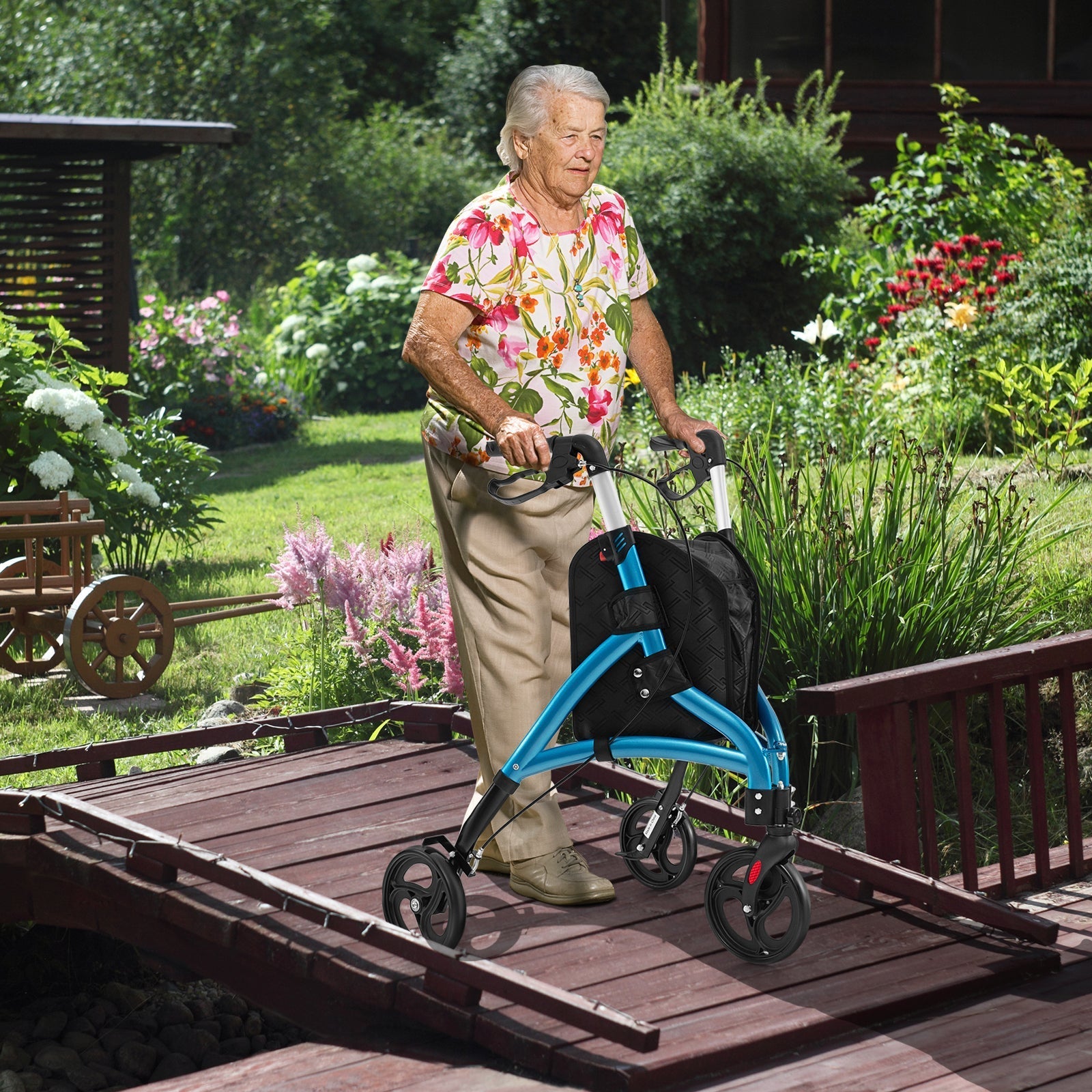 Foldable Rollator Walker with Lightweight Aluminum Frame