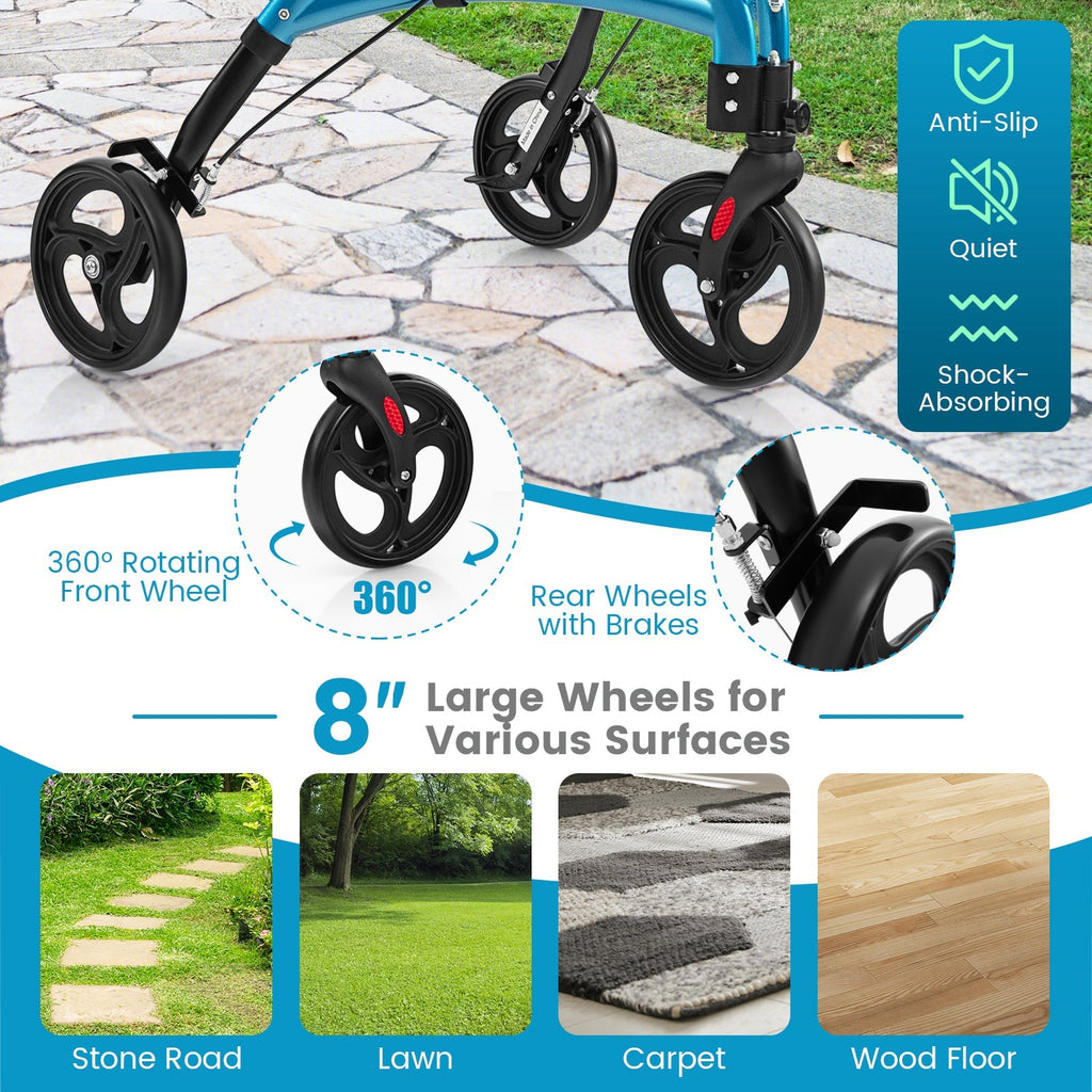 Foldable Rollator Walker with Lightweight Aluminum Frame