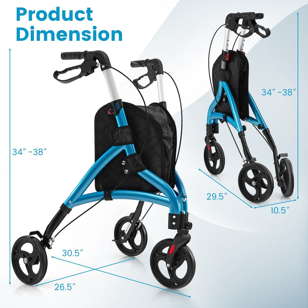 Foldable Rollator Walker with Lightweight Aluminum Frame