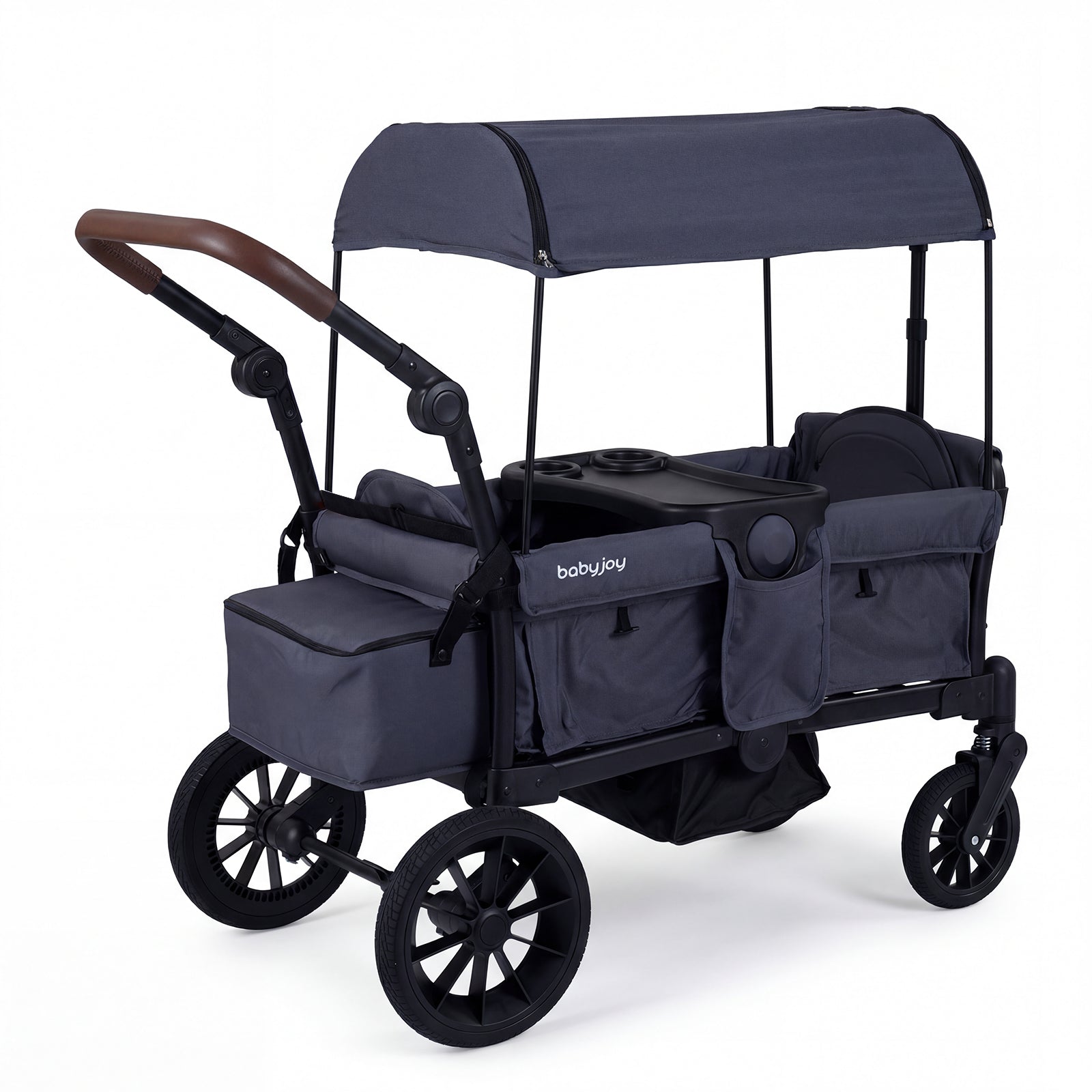 Foldable Wagon Stroller for 2 Kids Double Seater Toddler Stroller with Removable Canopy