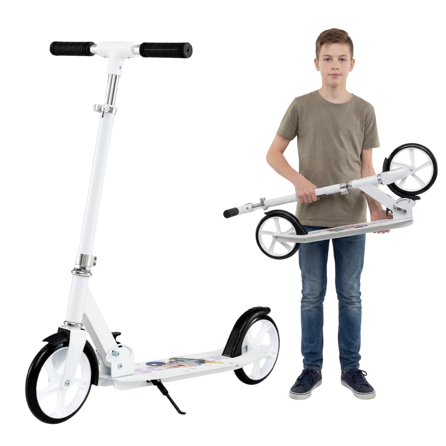 Folding Aluminum Alloy Scooter with 3 Adjustable Heights-Blue