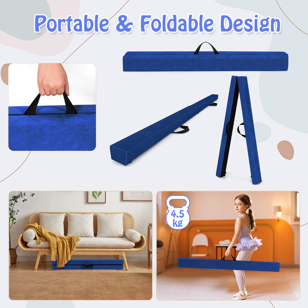 Folding Balance Beam with Solid Wood Base and Anti-slip Bottom