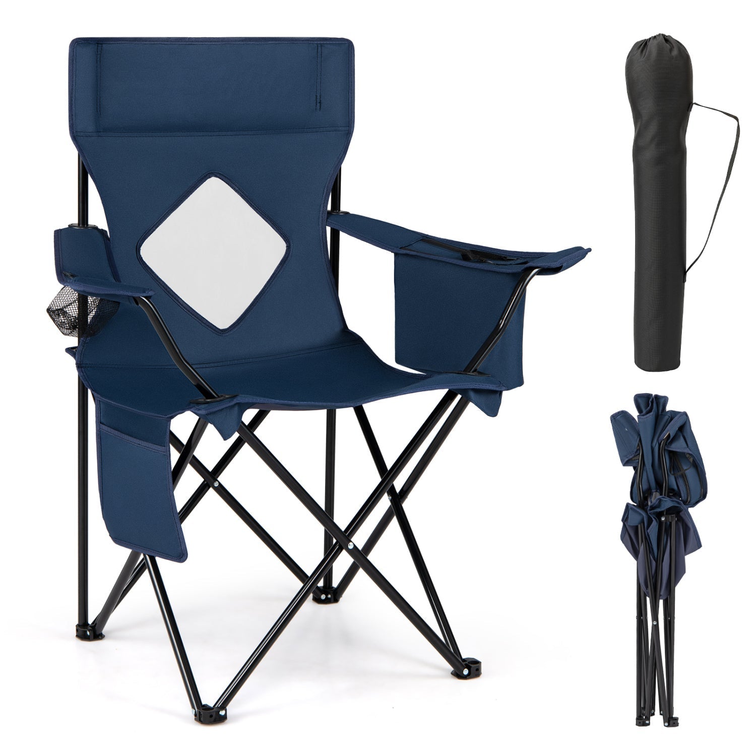 Folding Camping Chair with Mesh Back and Carrying Bag