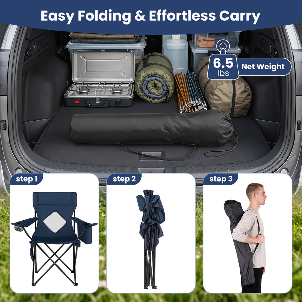 Folding Camping Chair with Mesh Back and Carrying Bag