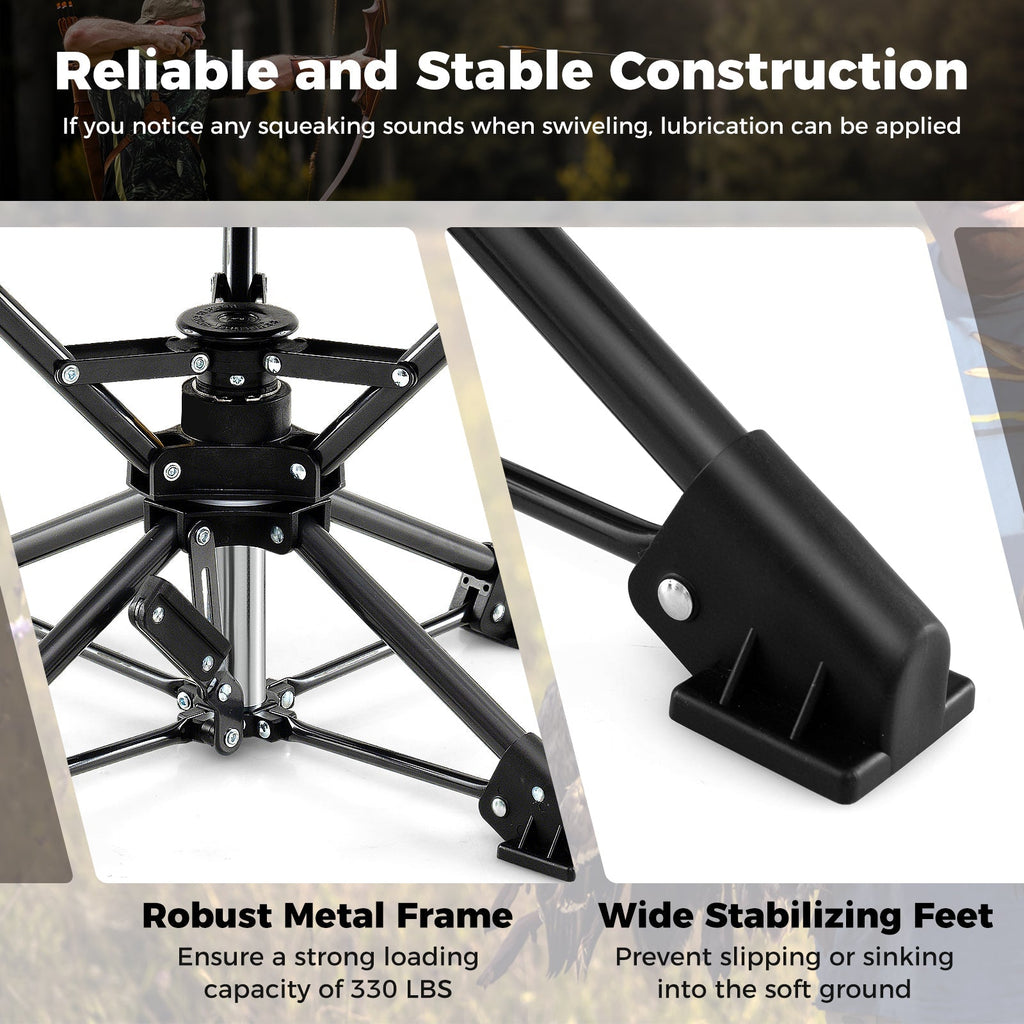 Folding Camping Stool 360¬∞ Swivel Hunting Chair with Anti-Sink Feet