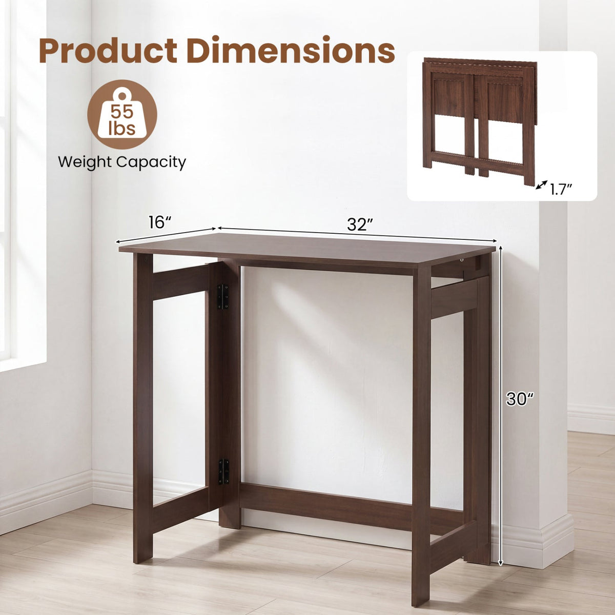 Folding Console Table with Space-Saving Design