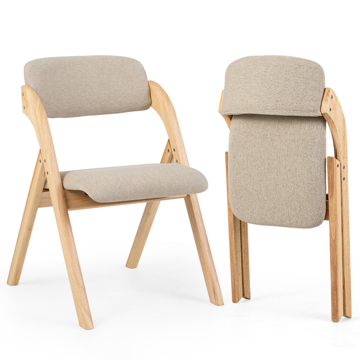 Folding Dining Chairs Set of 2 with Cushioned Seats