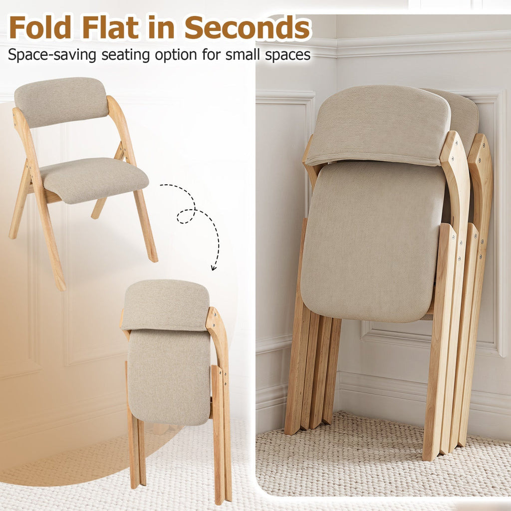 Folding Dining Chairs Set of 2 with Cushioned Seats