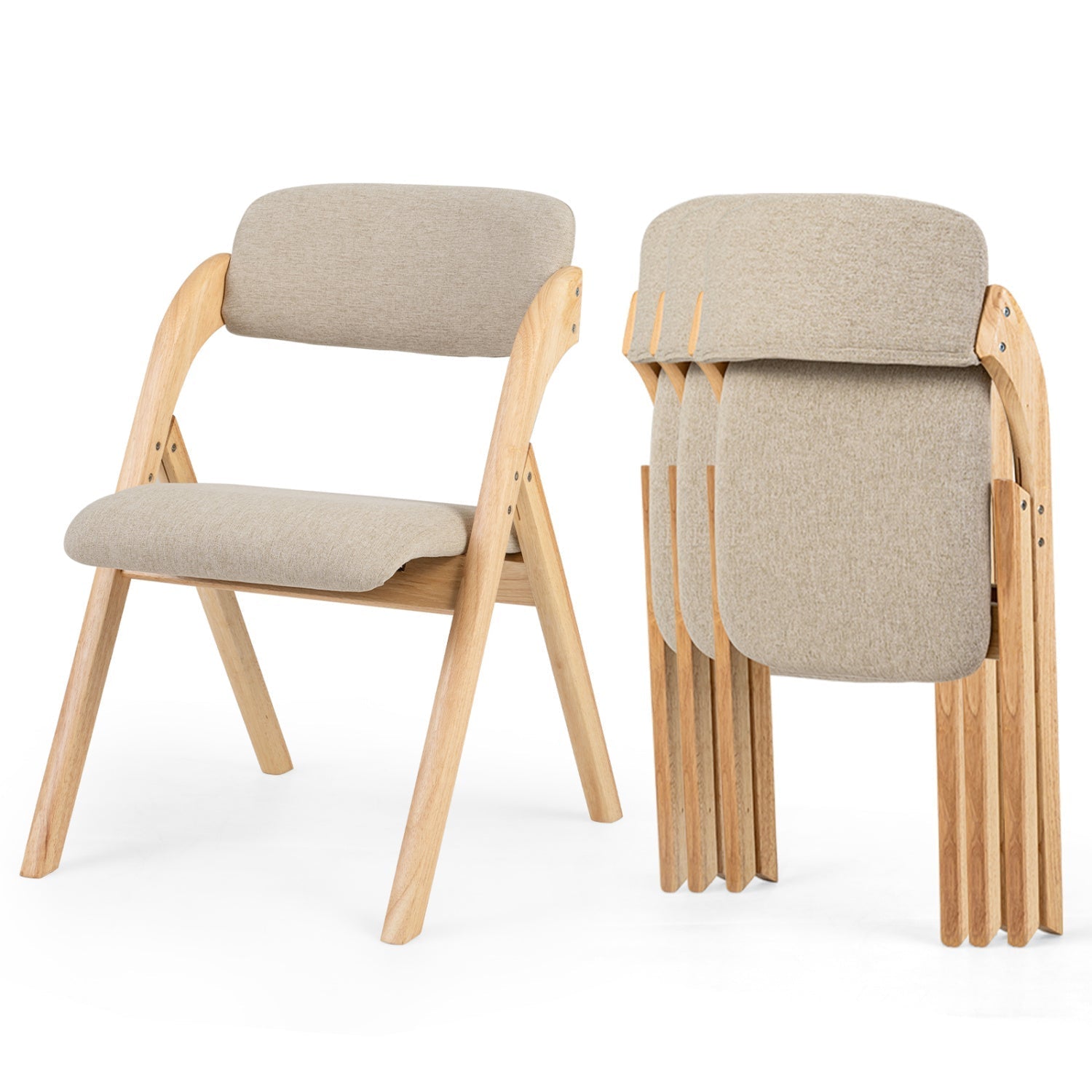 Folding Dining Chairs Set of 2 with Cushioned Seats