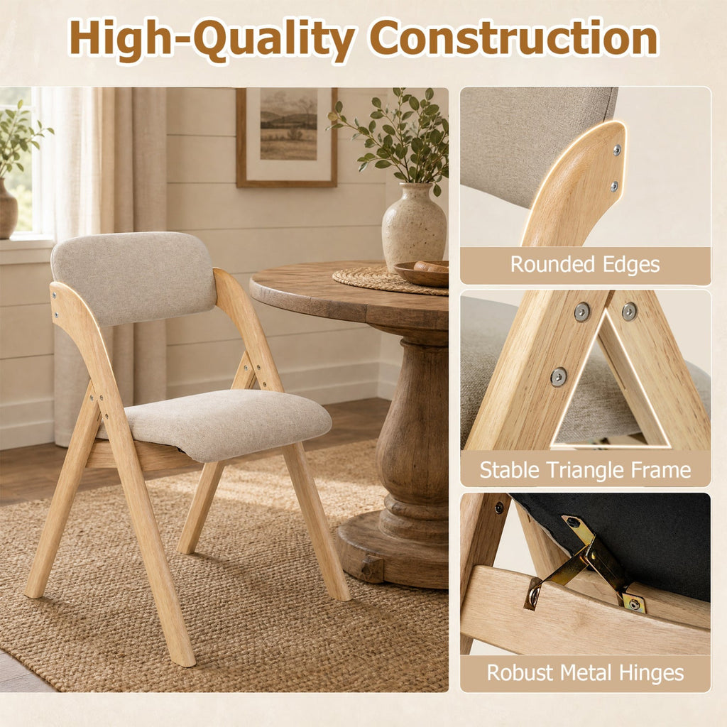 Folding Dining Chairs Set of 2 with Cushioned Seats