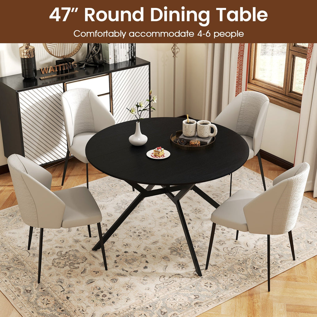 Folding Dining Table 47 Inch Extendable Round Kitchen Table with Drop Leaves