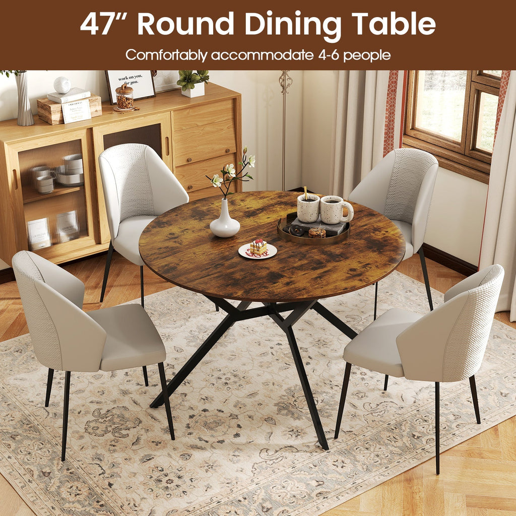 Folding Dining Table 47 Inch Extendable Round Kitchen Table with Drop Leaves