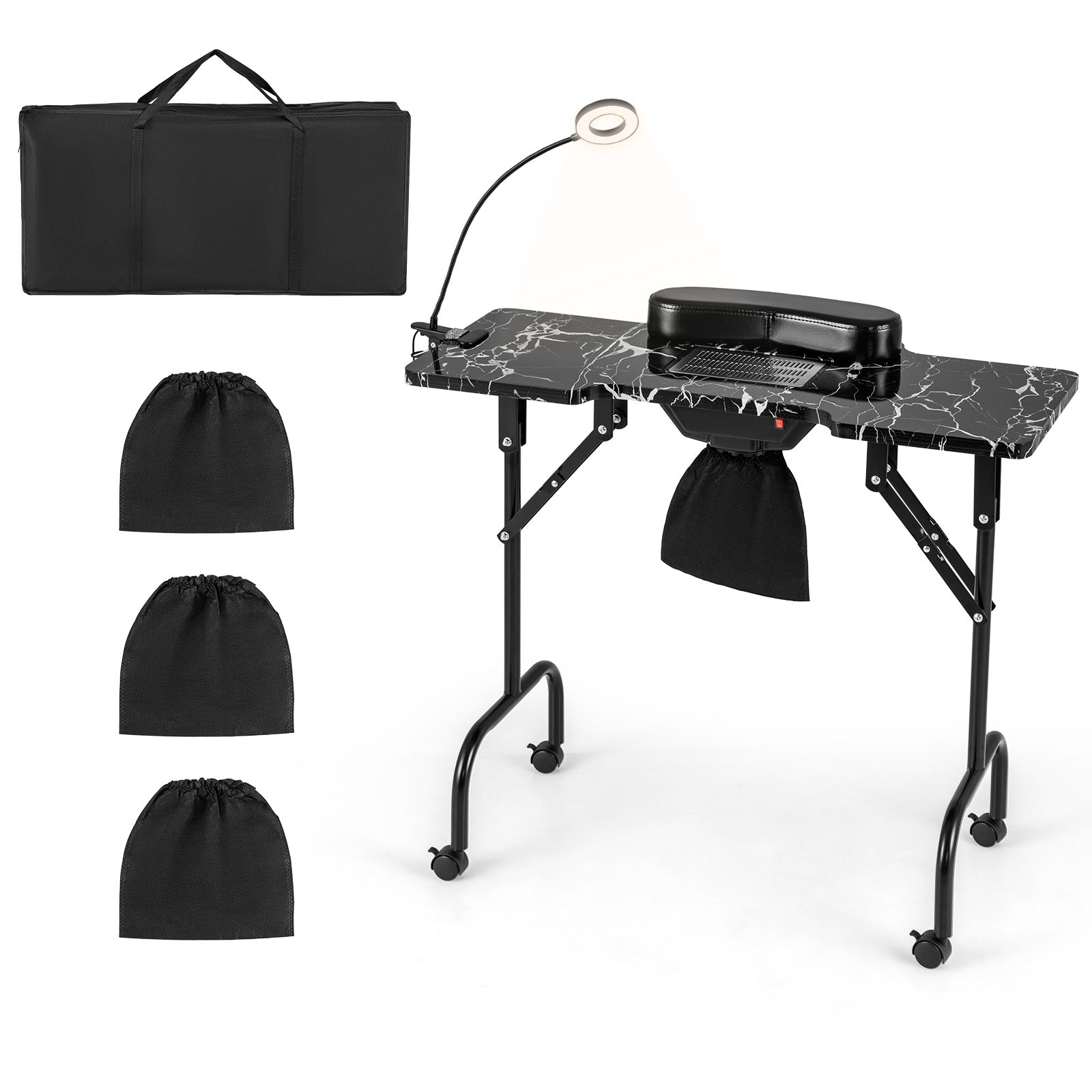 Folding Manicure Nail Table with Electric Dust Collector