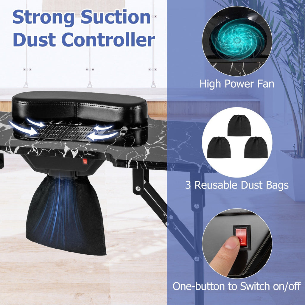 Folding Manicure Nail Table with Electric Dust Collector